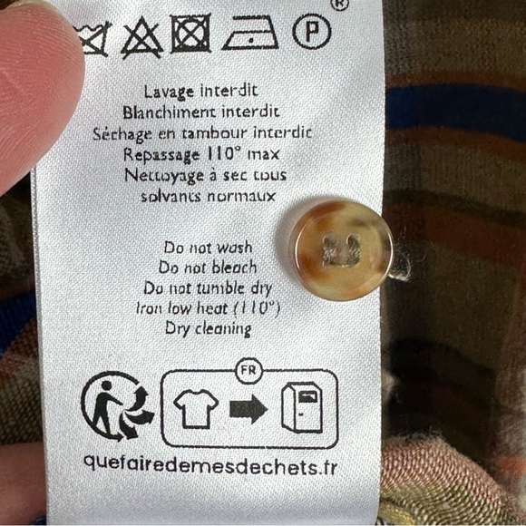 Sezane Coline Shirt Folk Check Print Size 34 French US 2 Western Ruffle Plaid - Picture 12 of 16